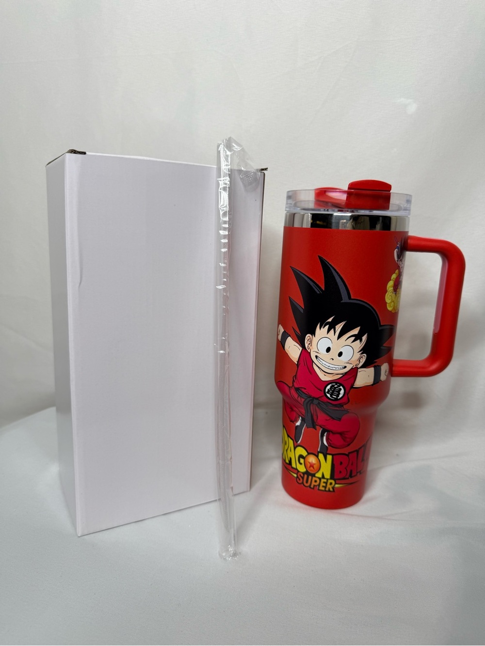 Dragon Ball Super Red 40 oz Travel Mug Tumbler with Handle & Straw - Brand New!